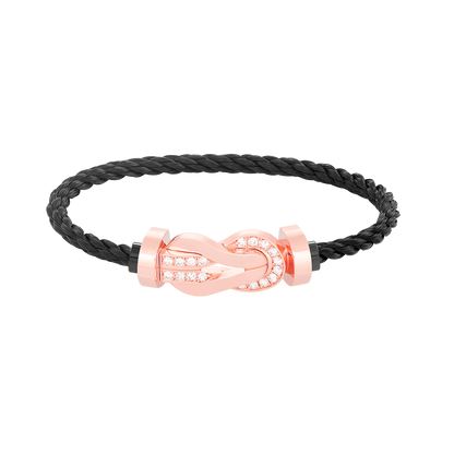 [Luna Brilliance]CHANCE LARGE 8 FIGURE BUCKLE HALF DIAMOND BRACELET ROSE GOLD