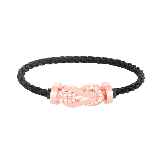 [Luna Brilliance]CHANCE LARGE 8 FIGURE BUCKLE HALF DIAMOND BRACELET ROSE GOLD