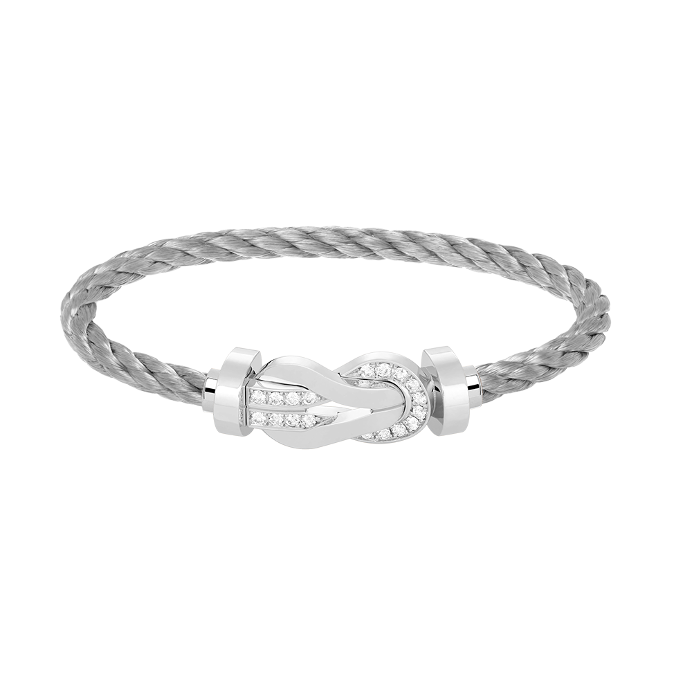 [Luna Brilliance]CHANCE LARGE 8 FIGURE BUCKLE HALF DIAMOND BRACELET SILVER