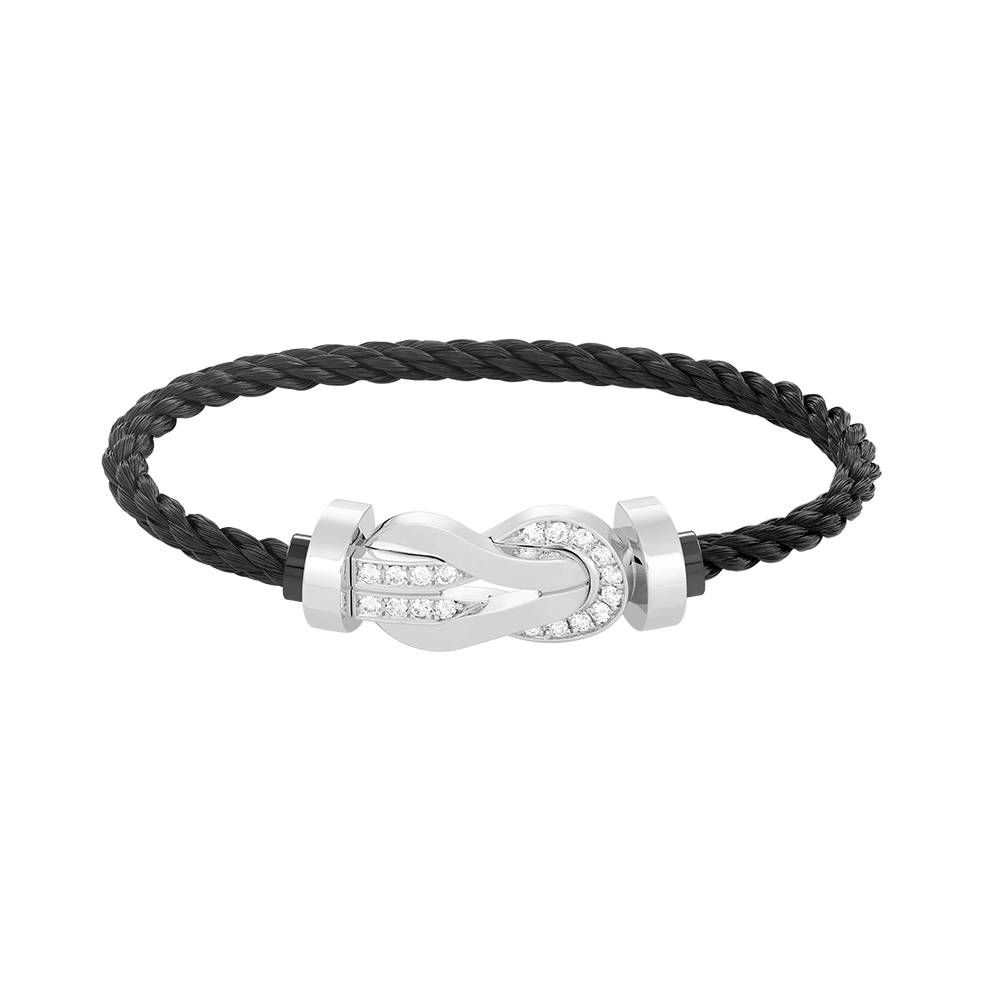 [Luna Brilliance]CHANCE LARGE 8 FIGURE BUCKLE HALF DIAMOND BRACELET SILVER