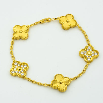 [Luna Brilliance]CLOVER BRACELET 5 MOTIFS GOLD DIAMOND