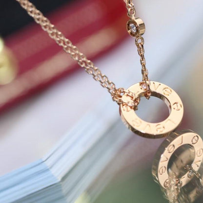 [Luna Brilliance]LOVE NECKLACE ADJUSTABLE ROSE GOLD 2 DIAMOND