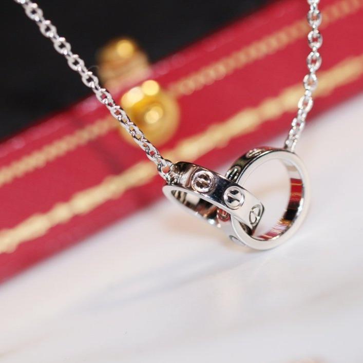 [Luna Brilliance]LOVE NECKLACE PINK GOLD AND SILVER