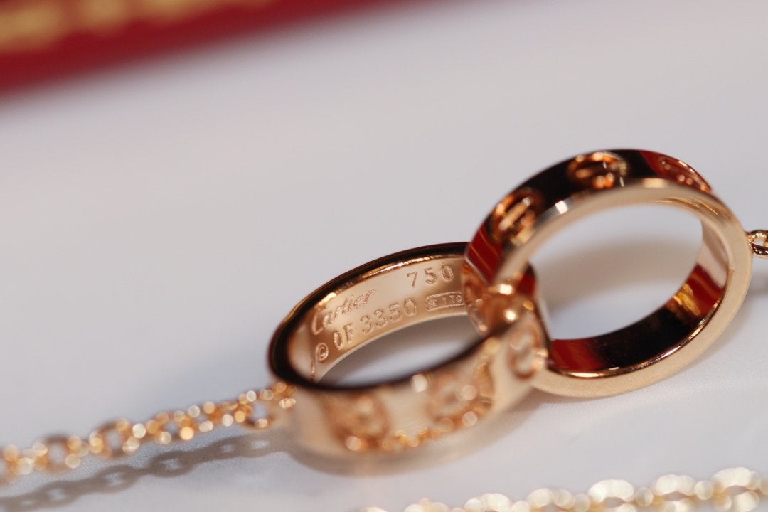 [Luna Brilliance]LOVE NECKLACE PINK GOLD AND SILVER