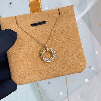 [Luna Brilliance]TRINITY NECKLACE SILVER GOLD PINK GOLD DIAMONDS