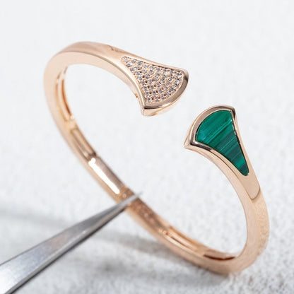 [Luna Brilliance]DREAM BRACELET OPEN MALACHITE PINK GOLD