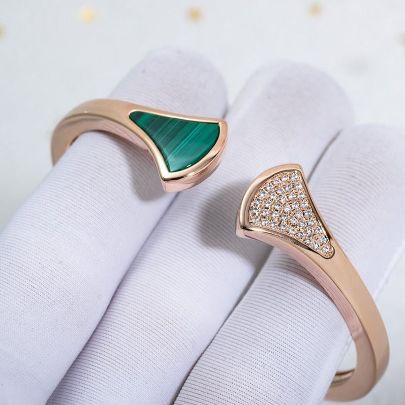 [Luna Brilliance]DREAM BRACELET OPEN MALACHITE PINK GOLD
