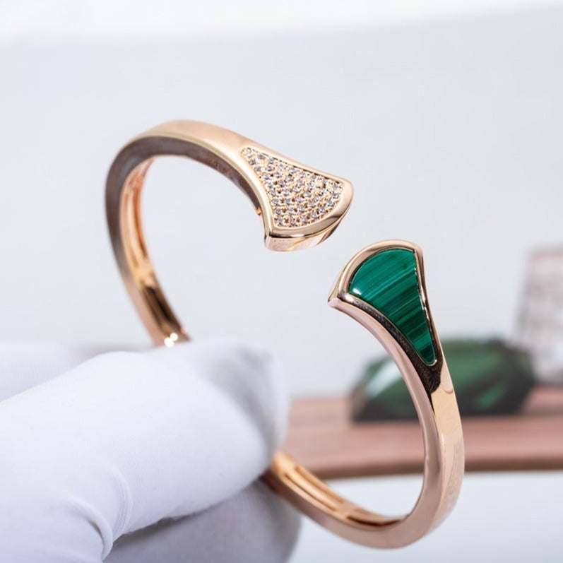 [Luna Brilliance]DREAM BRACELET OPEN MALACHITE PINK GOLD