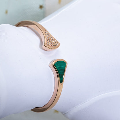 [Luna Brilliance]DREAM BRACELET OPEN MALACHITE PINK GOLD