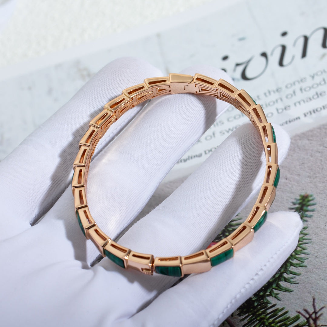 [Luna Brilliance]SERPENTI BRACELET PINK GOLD MALACHITE