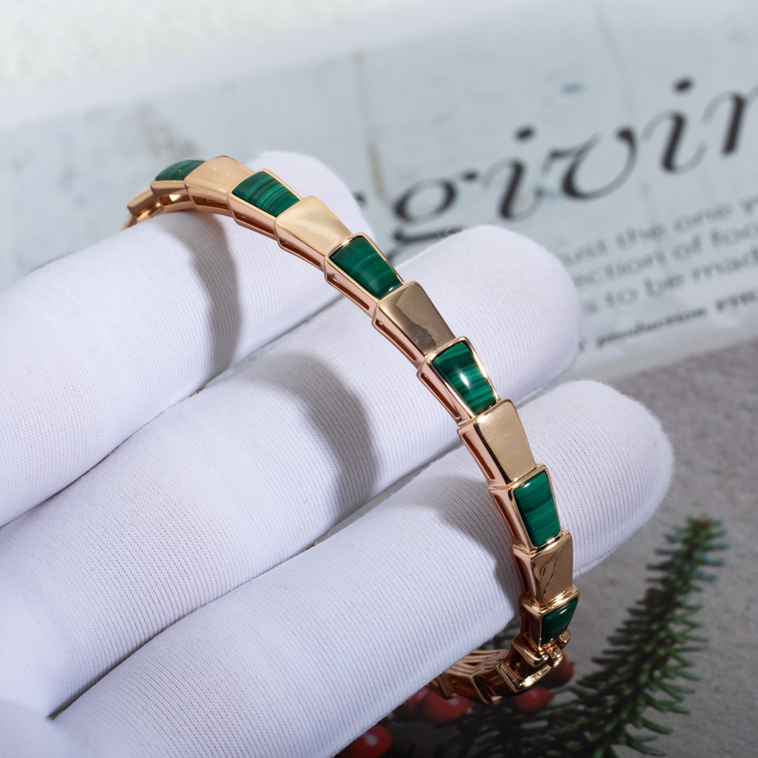[Luna Brilliance]SERPENTI BRACELET PINK GOLD MALACHITE
