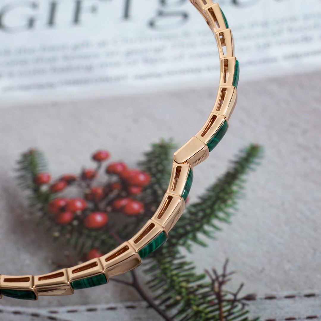 [Luna Brilliance]SERPENTI BRACELET PINK GOLD MALACHITE