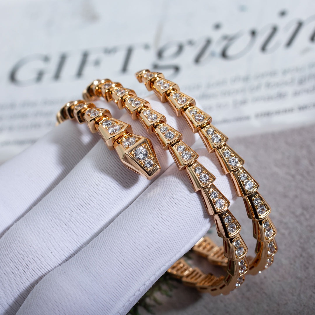 [Luna Brilliance]SERPENTI BRACELET PINK GOLD DIAMOND DOUBLE ROW