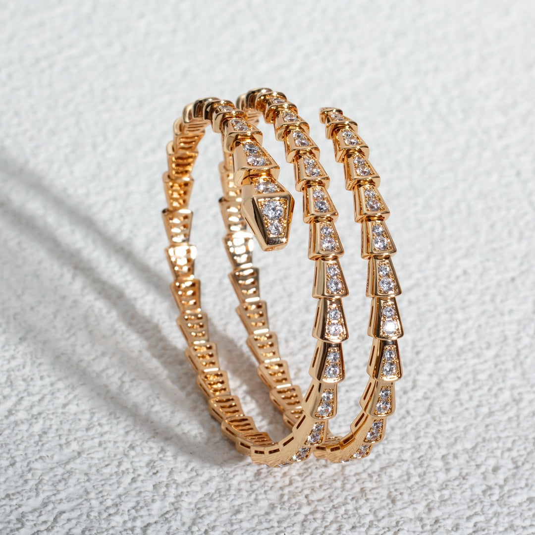 [Luna Brilliance]SERPENTI BRACELET PINK GOLD DIAMOND DOUBLE ROW