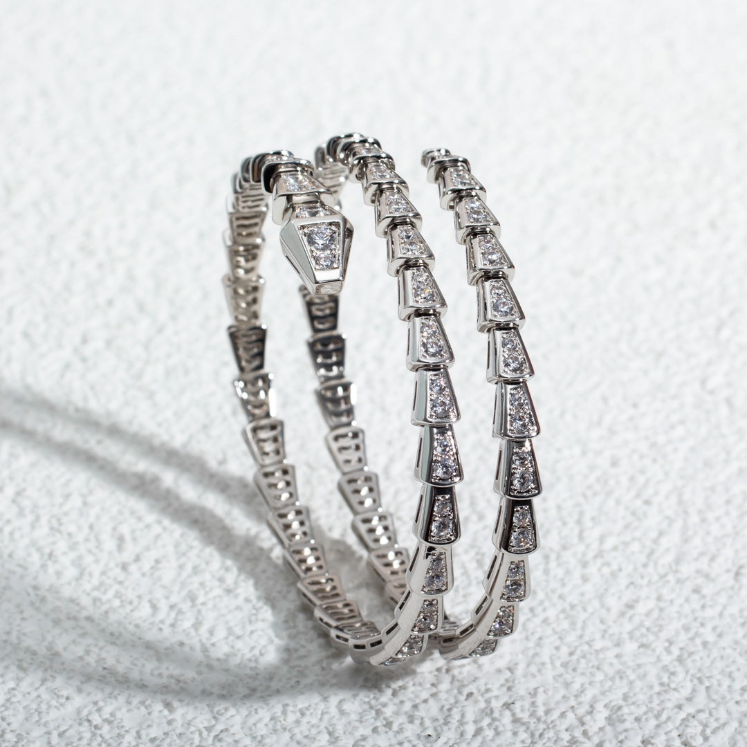 [Luna Brilliance]SERPENTI BRACELET SILVER DIAMOND DOUBLE ROW