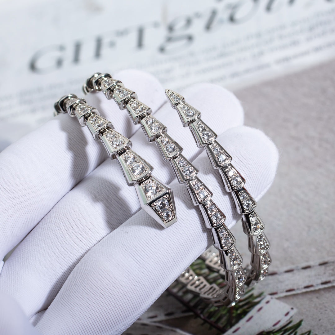 [Luna Brilliance]SERPENTI BRACELET SILVER DIAMOND DOUBLE ROW