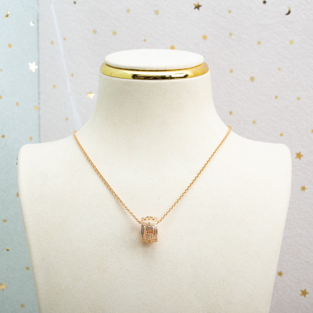 [Luna Brilliance]PARENTESI NECKLACE PINK GOLD DIAMOND