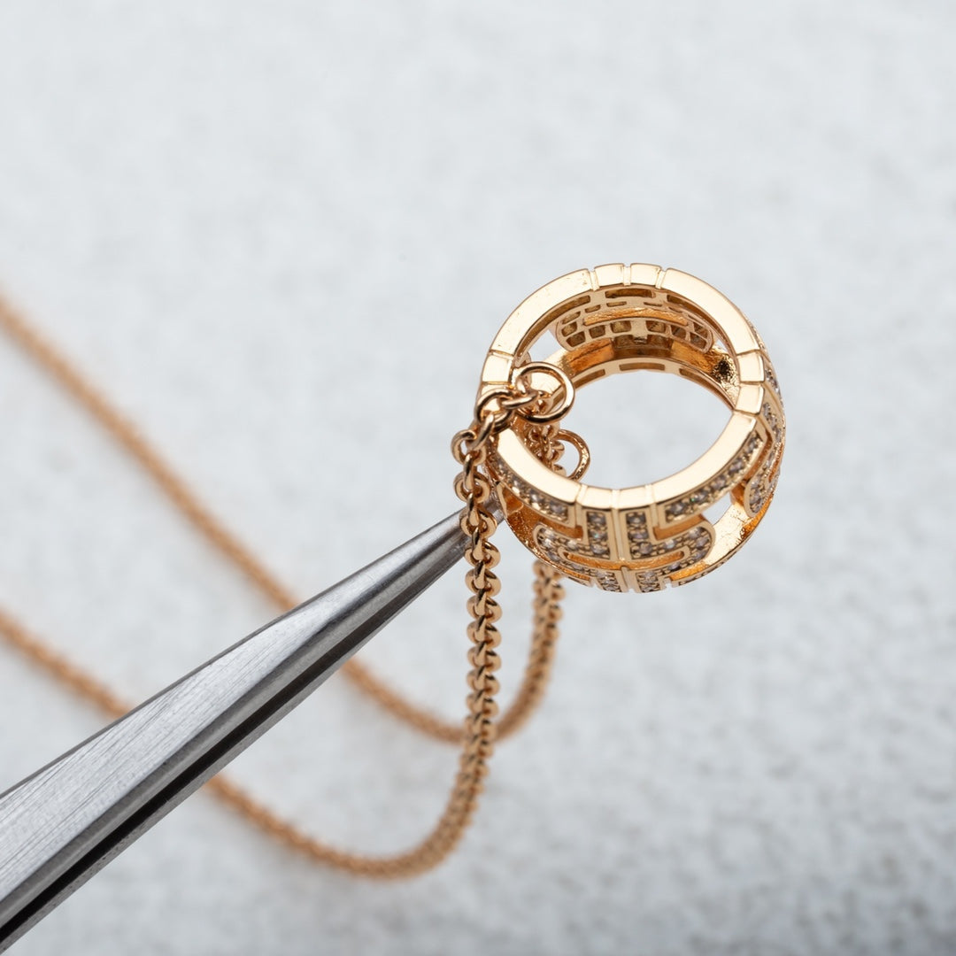 [Luna Brilliance]PARENTESI NECKLACE PINK GOLD DIAMOND