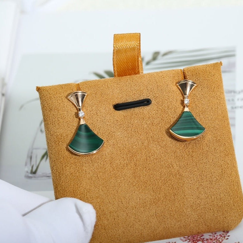 [Luna Brilliance]DREAM MALACHITE PINK GOLD EARRINGS