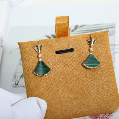 [Luna Brilliance]DREAM MALACHITE PINK GOLD EARRINGS