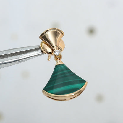 [Luna Brilliance]DREAM MALACHITE PINK GOLD EARRINGS