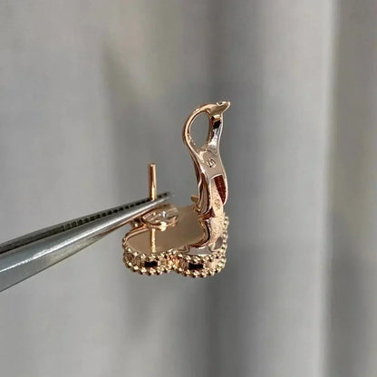 [Luna Brilliance]CLOVER MEDIUM 1 MOTIFS  PINK MOP DIAMOND EARRINGS