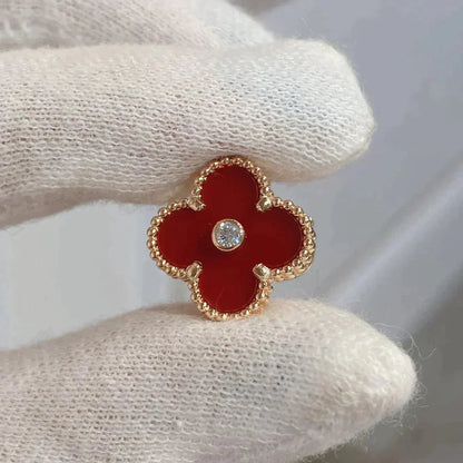 [Luna Brilliance]CLOVER MEDIUM 1 MOTIFS CARNELIAN  DIAMOND earrings