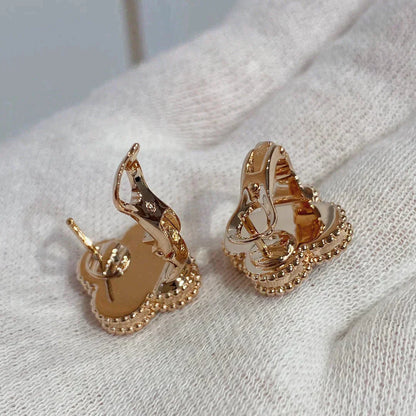 [Luna Brilliance]CLOVER MEDIUM 1 MOTIFS CARNELIAN  DIAMOND earrings