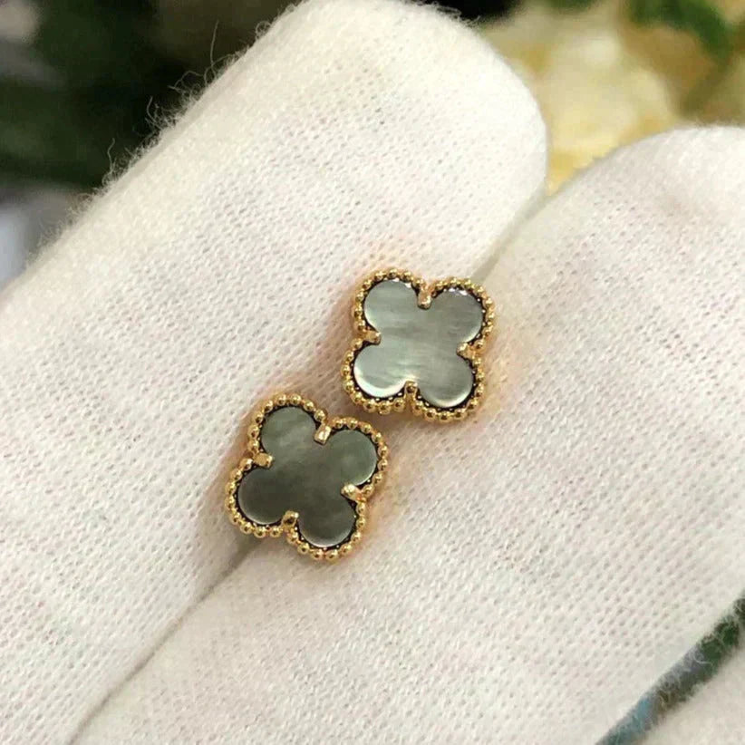 [Luna Brilliance]CLOVER MINI 9.5MM GRAY MOP EARRINGS