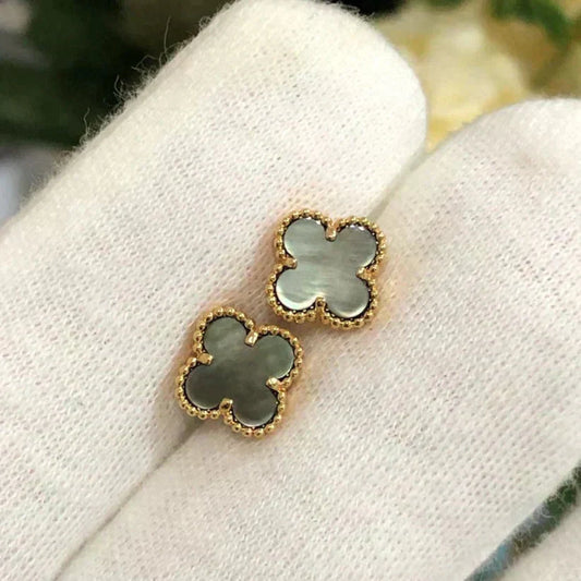 [Luna Brilliance]CLOVER MINI 9.5MM GRAY MOP EARRINGS