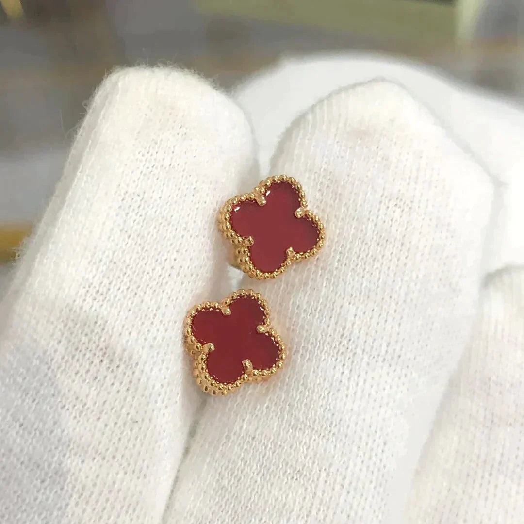 [Luna Brilliance]CLOVER MINI 9.5MM CARNELIAN EARRINGS