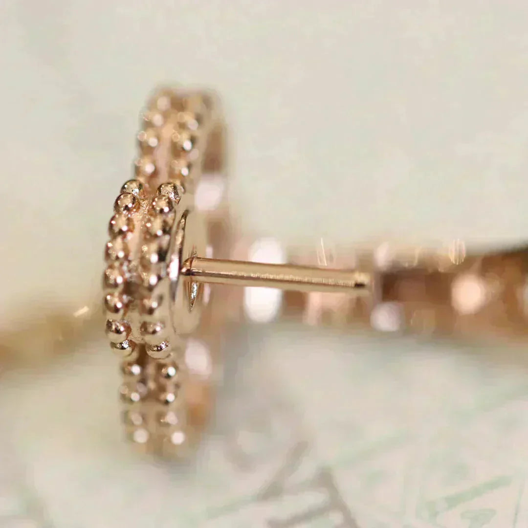 [Luna Brilliance]CLOVER MEDIUM 1 MOTIFS FUll DIAMOND EARRINGS
