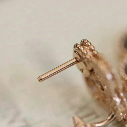 [Luna Brilliance]CLOVER MEDIUM 1 MOTIFS FUll DIAMOND EARRINGS