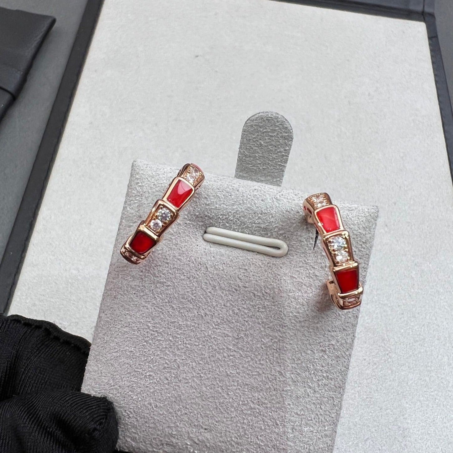 [Luna Brilliance]SERPENTI CARNELIAN PINK GOLD EARRINGS