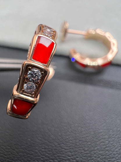 [Luna Brilliance]SERPENTI CARNELIAN PINK GOLD EARRINGS