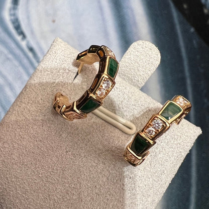 [Luna Brilliance]SERPENTI MALACHITE PINK GOLD EARRINGS