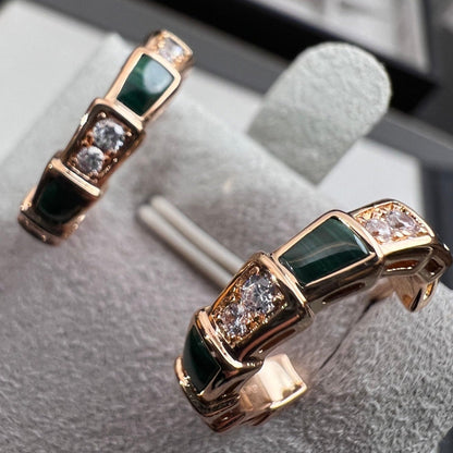 [Luna Brilliance]SERPENTI MALACHITE PINK GOLD EARRINGS