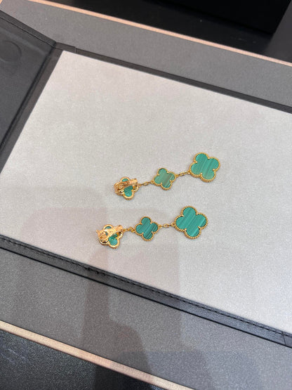 [Luna Brilliance]CLOVER MALACHITE 3 MOTIFS GOLD
