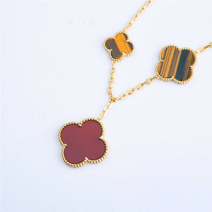 [Luna Brilliance]CLOVER BRACELET 5 MOTIFS CARNELIAN TIGER EYE