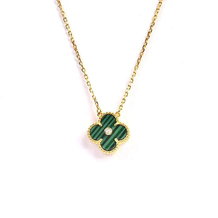 [Luna Brilliance]CLOVER 15MM DIAMOND TURQUOISE NECKLACE