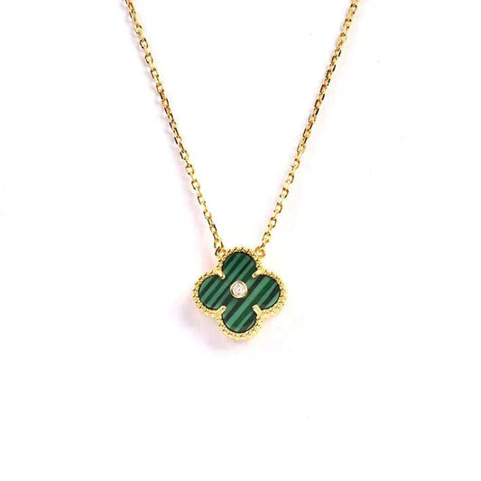 [Luna Brilliance]CLOVER 15MM DIAMOND TURQUOISE NECKLACE