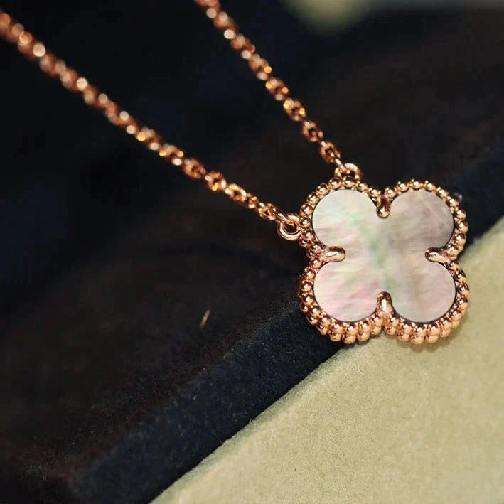 [Luna Brilliance]CLOVER 15MM  GRAY MOTHER OF PEARL NECKLACE