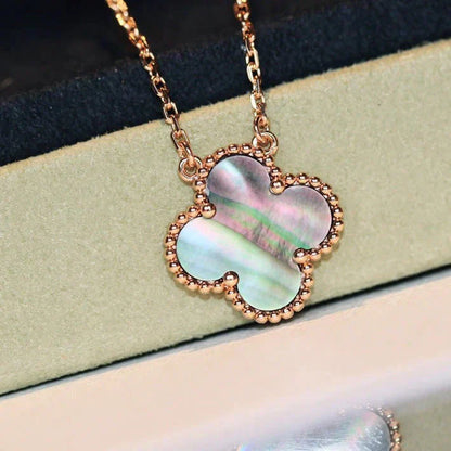 [Luna Brilliance]CLOVER 15MM  GRAY MOTHER OF PEARL NECKLACE