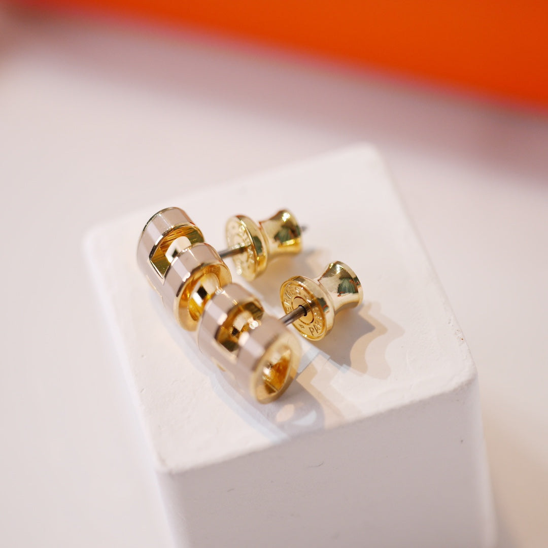 [Luna Brilliance]MINI POP H GOLD EARRINGS GREY