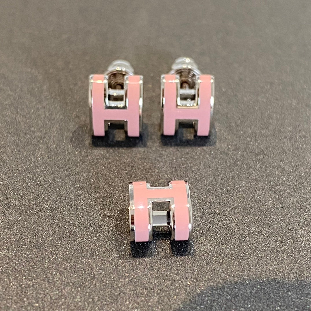 [Luna Brilliance]MINI POP H SILVER EARRINGS PINK