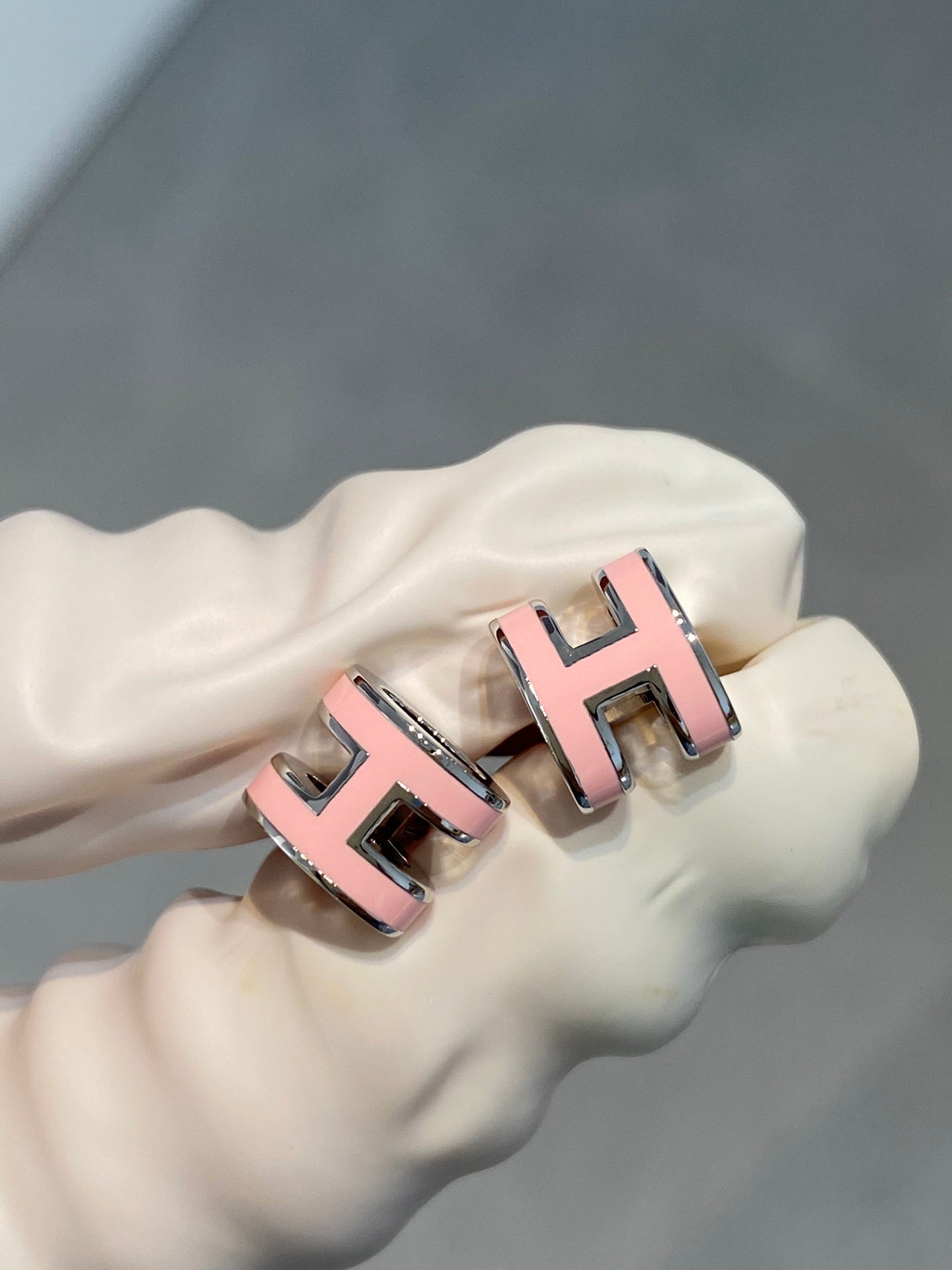 [Luna Brilliance]MINI POP H SILVER EARRINGS PINK