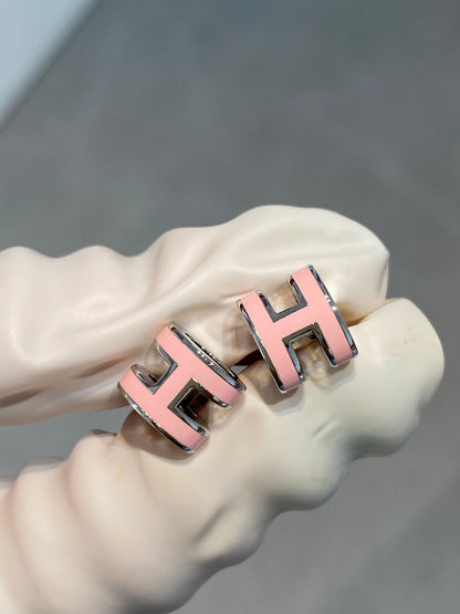 [Luna Brilliance]MINI POP H SILVER EARRINGS PINK