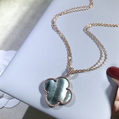 [Luna Brilliance]CLOVER 25MM GOLD DARK MOP BIG CLOVER NECKLACE