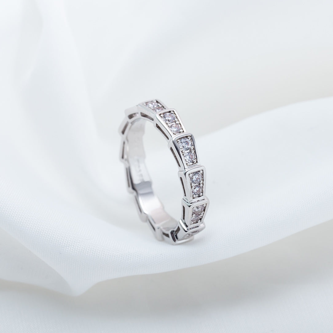 [Luna Brilliance]SERPENTI RING SILVER DIAMOND PAVED 3MM