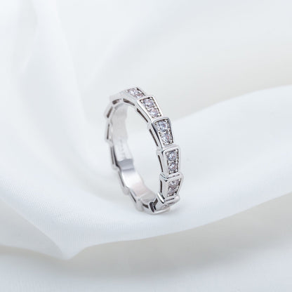 [Luna Brilliance]SERPENTI RING SILVER DIAMOND PAVED 3MM